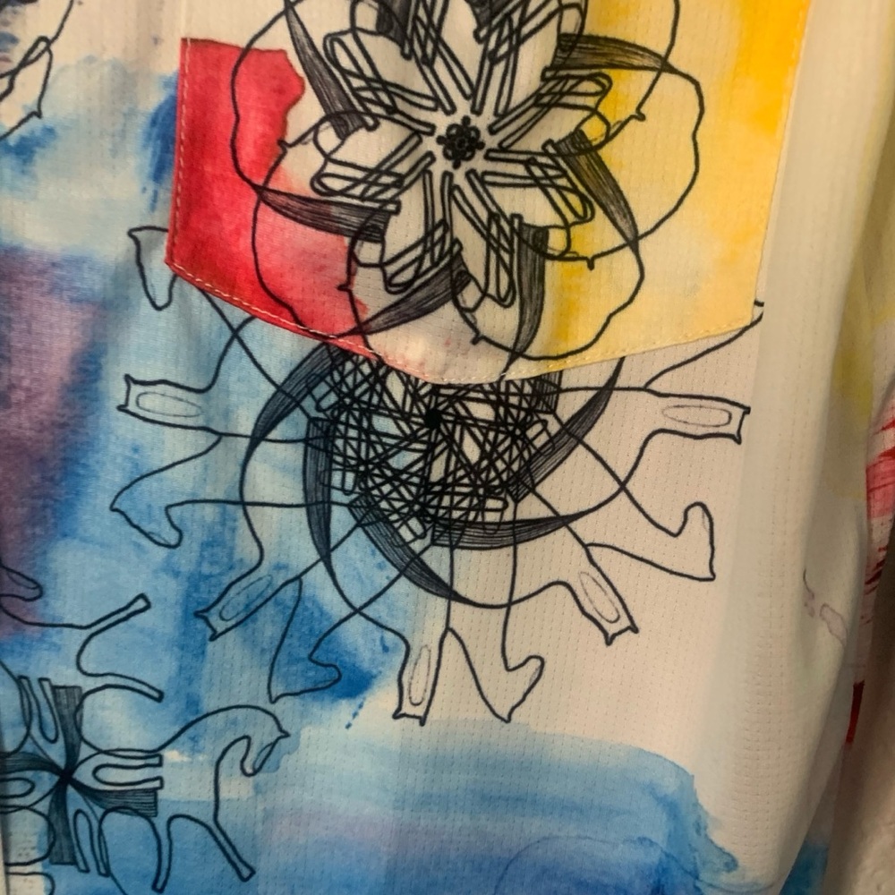 NEW Espoir Equestrian XS Watercolor Ladies’ Button Front Artsy Art to Wear Top - Picture 5 of 8